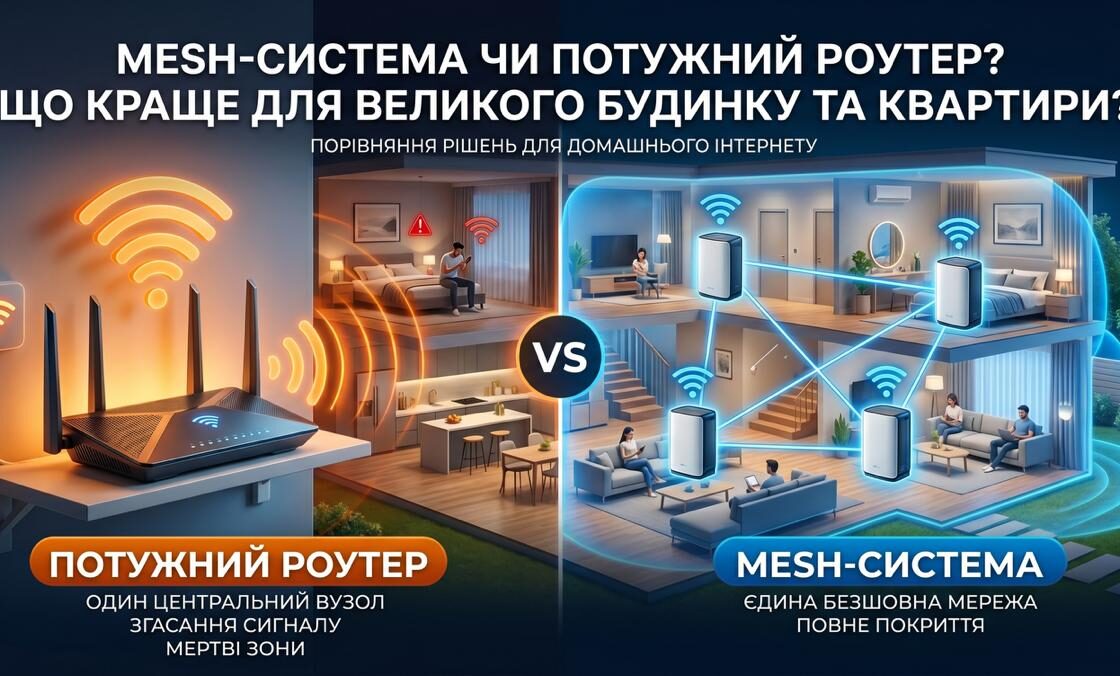 Mesh-система чи потужний роутер: що краще вибрати для великої квартири та будинку?