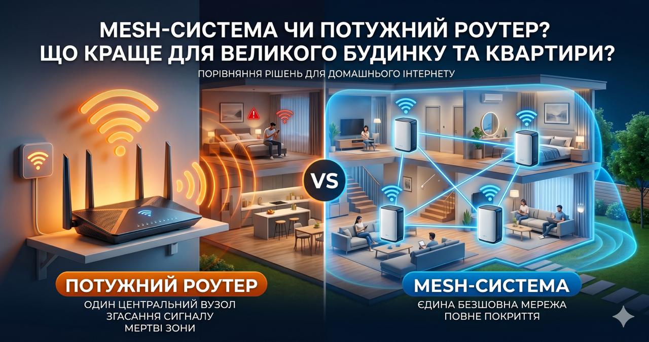 Mesh-система чи потужний роутер: що краще вибрати для великої квартири та будинку?